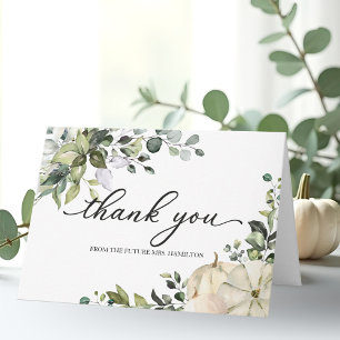 Greenery Pumpkin Fall Bridal Shower Thank You Card