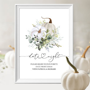 Greenery Pumpkin Fall Date Night Jar Sign