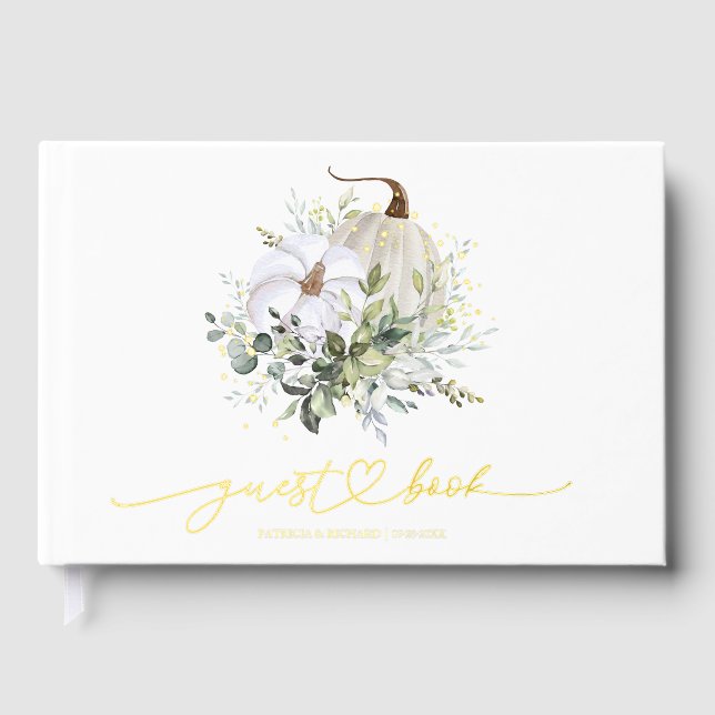 Greenery Pumpkin Fall Wedding Guest Book (Front)