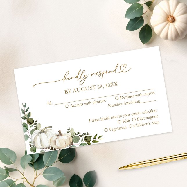 Greenery Pumpkin Fall Wedding RSVP Card (Creator Uploaded)