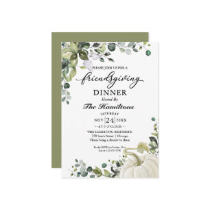 Greenery Pumpkin Friendsgiving Dinner Invitation