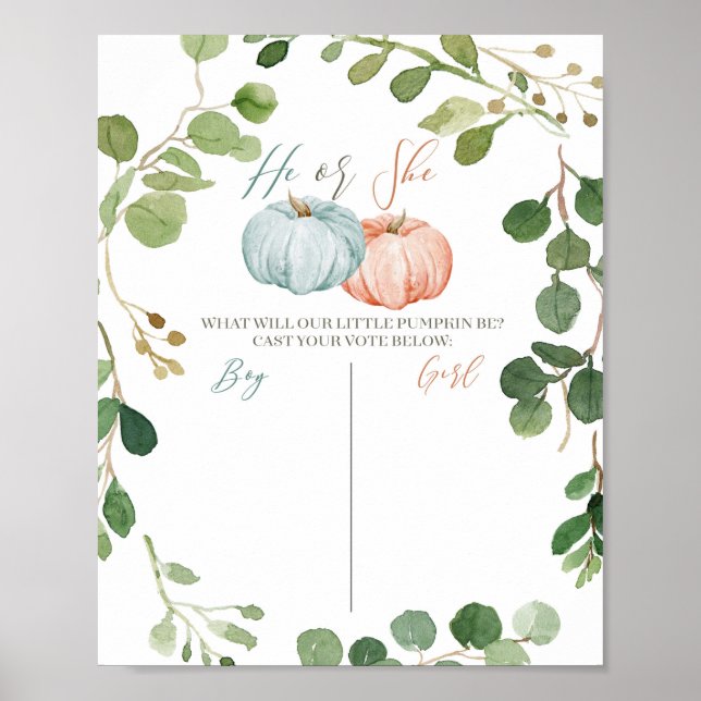 Greenery Pumpkin Pink Mint and Peach Voting Poster (Front)