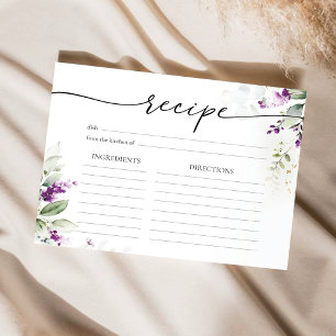 Greenery Purple Lilac Large Recipe Card