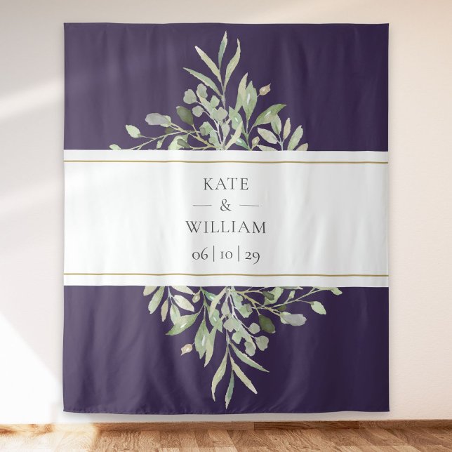 Greenery Purple Wedding Photo Booth Backdrop Tapestry (Greenery Purple Wedding Photo Booth Backdrop)