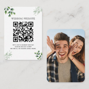 Greenery QR Code  and Photo Enclosure Invitation