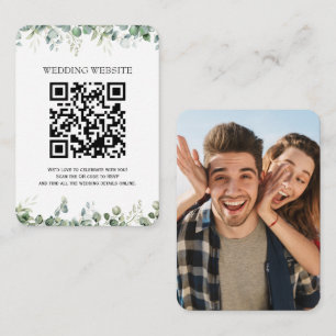 Greenery QR Code  and Photo Enclosure Invitation