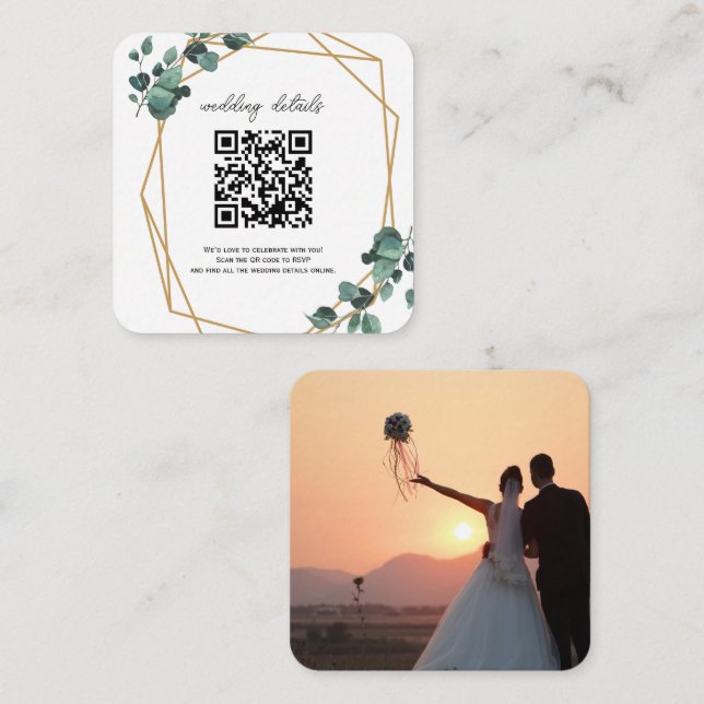 Greenery QR Code Photo RSVP Enclosure Invitation (Front/Back)