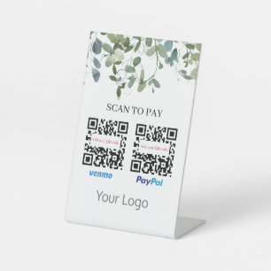 Greenery QR Code Scan to Pay Your Logo Pedestal Sign
