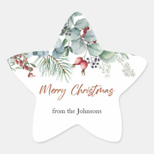 Greenery Red Green Black Christmas Sticker