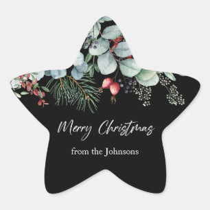 Greenery Red Green Black Christmas Sticker