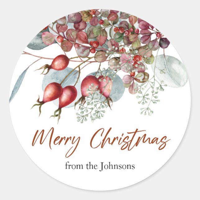 Greenery Red Green Christmas Sticker (Front)