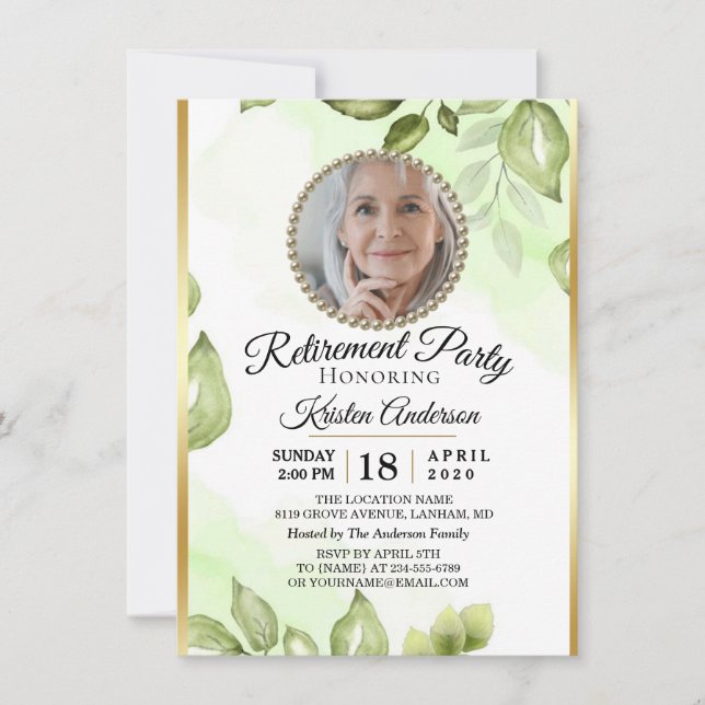 Greenery Retirement Party Invitation (Front)