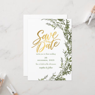 Greenery Romantic Save The Date Invitation
