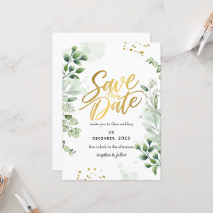 Greenery Romantic Save The Date Invitation