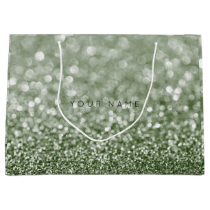 Greenery Rosmarin Cali Green Glitter Favour Gift Large Gift Bag