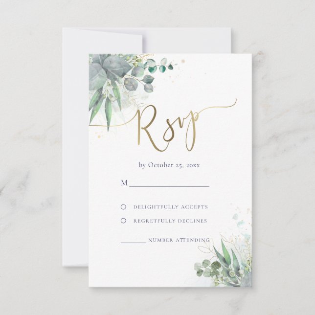 greenery RSVP wedding Card (Front)