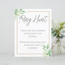 Greenery Rustic Bridal Shower Ring Hunt Game