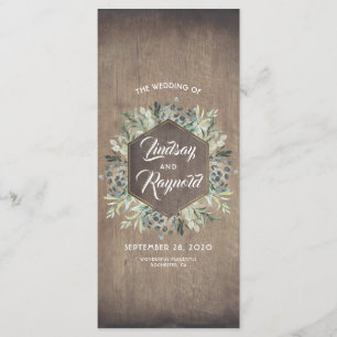 Greenery   Rustic Country Barn Wedding Programs