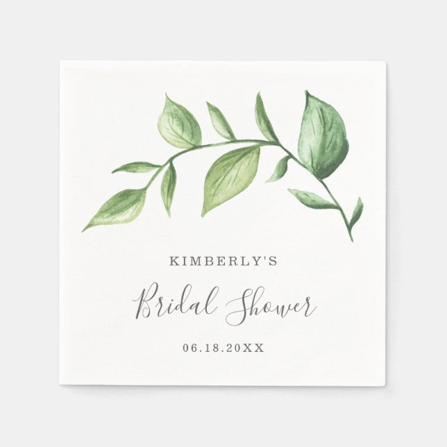 Greenery Rustic Elegant Botanical Bridal Shower Napkin (Front)