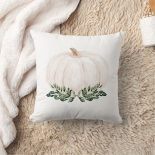 Greenery Rustic Fall Pumpkin Watercolor Cushion