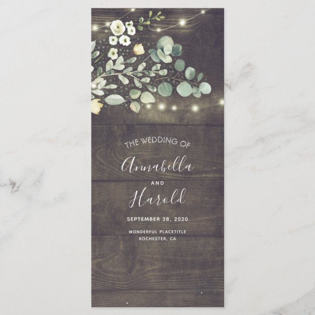 Greenery Rustic Garden Wedding Programs (Front)