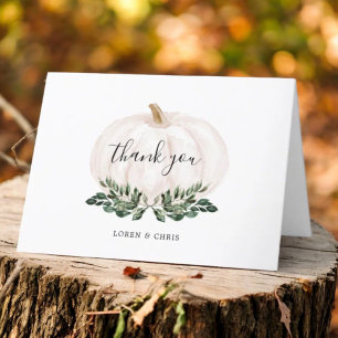 Greenery Rustic Little Pumpkin Folded Thank You Card