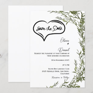 Greenery Rustic Save The Date Invitation