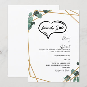 Greenery Rustic Save The Date Invitation
