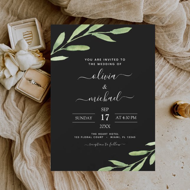 Greenery Rustic Simple Elegant Wedding Invitation (Creator Uploaded)
