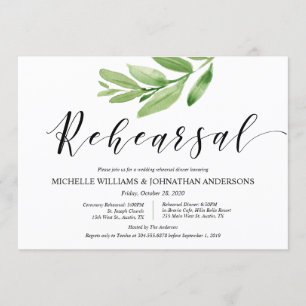 Greenery Rustic Wedding Rehearsal and Dinner Invitation