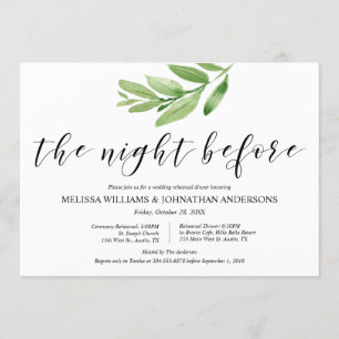 Greenery Rustic Wedding Rehearsal and Dinner Invitation