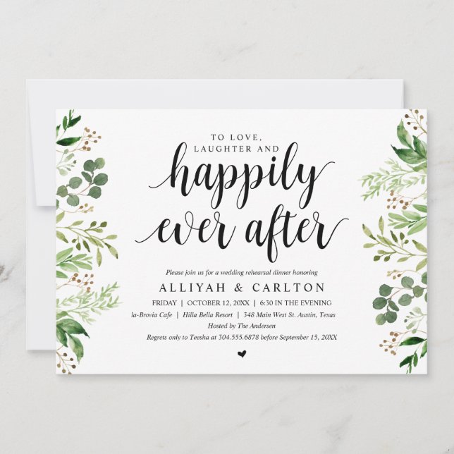 Greenery Rustic Wedding Rehearsal Dinner Invitation (Front)