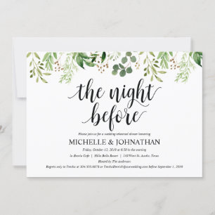 Greenery Rustic Wedding Rehearsal Dinner Invites