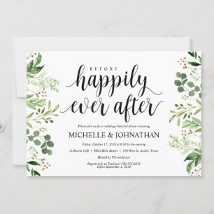 Greenery Rustic Wedding Rehearsal Dinner Invites
