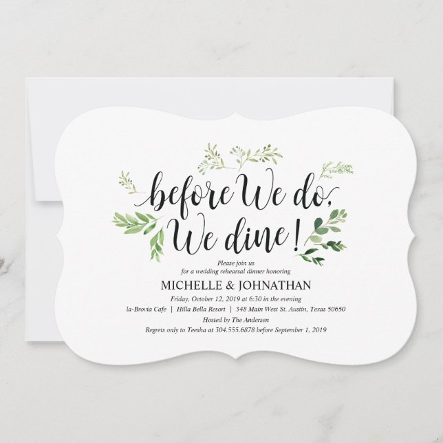 Greenery rustic Wedding Rehearsal Dinner Invites (Front)