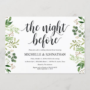 Greenery Rustic Wedding Rehearsal Dinner Invites
