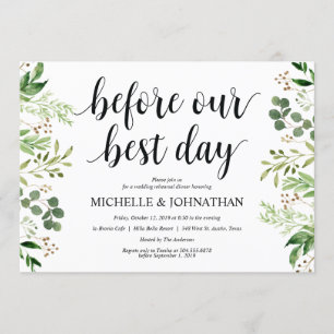 Greenery Rustic Wedding Rehearsal Dinner Invites