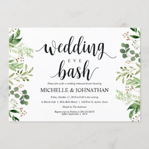 Greenery Rustic Wedding Rehearsal Dinner Invites