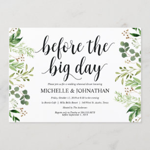 Greenery Rustic Wedding Rehearsal Dinner Invites