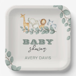 Greenery Safari Baby Shower 9" Square Paper Plates