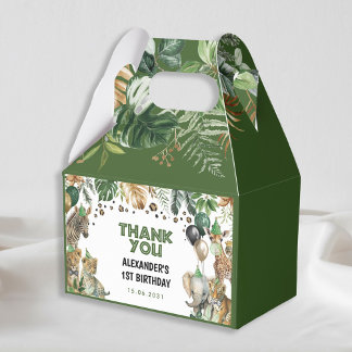 Greenery Safari Jungle Wild Animals Balloons Party Favour Box