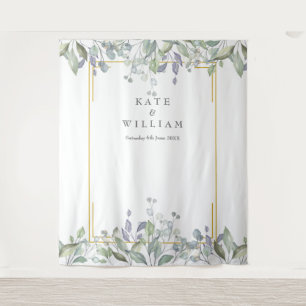 Greenery Sage Lilac Wedding Photo Booth Backdrop Tapestry