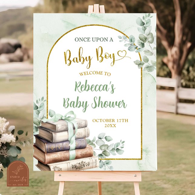 Greenery Sage Storybook Baby Shower Welcome Sign (Creator Uploaded)