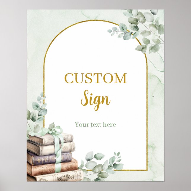 Greenery Sage Storybook Custom Sign Poster (Front)