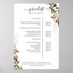 Greenery Salon Price List Poster