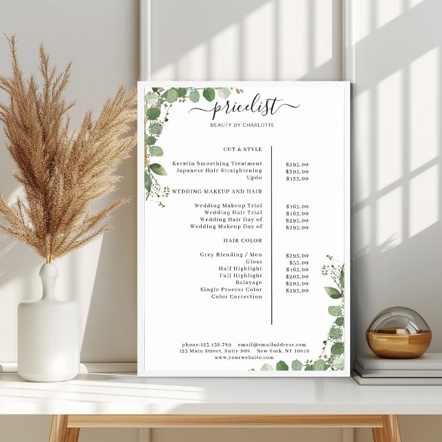 Greenery Salon Price List Poster (Creator Uploaded)