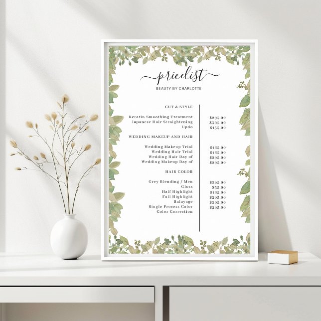 Greenery Salon Price List Poster (Creator Uploaded)