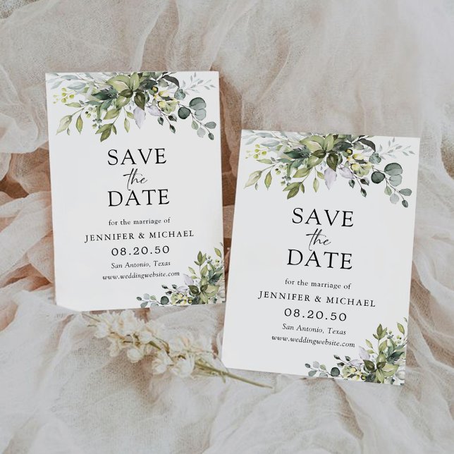 Greenery Save The Date Cards (Creator Uploaded)