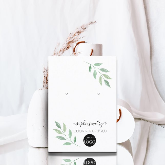 Greenery Script Jewellery Logo Earring Display Business Card (Creator Uploaded)