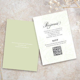 Greenery Script Wedding QR Code RSVP Card